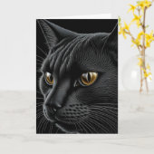Carte Chat Noir Pun Joyeux Anniversaire (Fleur jaune)