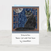 Carte Chat noir regardant la fenêtre sur les étoiles et (Dos)