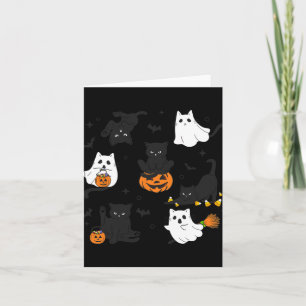 Carte Chat Noir Rétro Halloween Costume Citrouille Pour