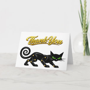 Carte Chat noir steampunk atomique futuriste Merci