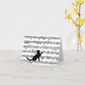 Carte Chat noir sur feuille (Fleur jaune)