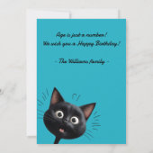 Carte Chat noir surpris drôle Quel âge bleu (Dos)