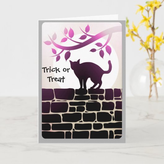 Carte Chat noir Trick or Treat (Fleur jaune)