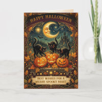 Chat noir vintage antique rétro Halloween