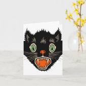 Carte Chat noir vintage d'Halloween effrayé (Fleur jaune)