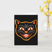 Carte Chat noir Vintage Halloween (Fleur jaune)