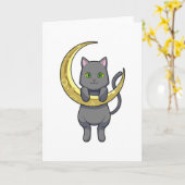 Carte Chat Nuit Lune (Fleur jaune)
