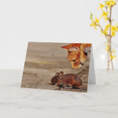 Carte Chat orange avec souris Blank Greeting (Fleur jaune)