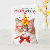 Carte Chat orange britannique Shorthair MEOWvelous Anniv (Fleur jaune)