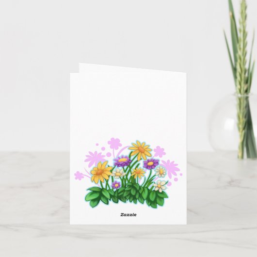 Carte Chat orange dans le patch de fleurs (Dos)