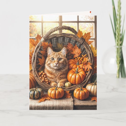 Carte Chat Orange Pour Novembre Anniversaire (Devant)