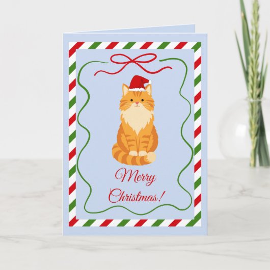 Carte Chat Orange Santa (Devant)