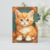 Carte Chat orange style Mucha Alphonse (Debout devant)