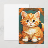 Carte Chat orange style Mucha Alphonse (Devant / Derrière)
