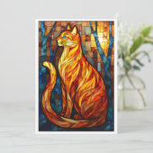Carte Chat orange style vitrail  (Debout devant)