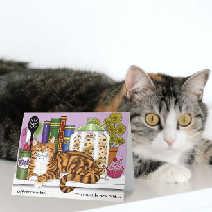 Carte Chat orange tabby impertinent sur le comptoir de c