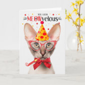 Carte Chat Oriental Shorthair MEOWvelous Anniversaire (Fleur jaune)