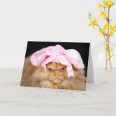 Carte Chat Pâques de lapin (Fleur jaune)