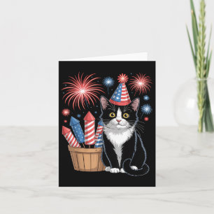 Carte Chat Patriotique Amérique Chats Usa Drapeau Feu d'