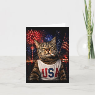 Carte Chat Patriotique Fumant Une Cigarette 250 Ans Le 4