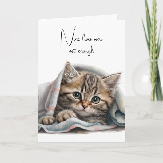 Carte Chat perdu Kitty dans une couverture (Devant)