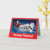 Carte Chat persan blanc drôle Noël vacances (Fleur jaune)