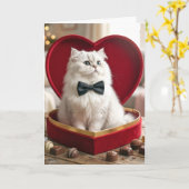 Carte Chat Persan de la Saint-Valentin dans une boîte de (Fleur jaune)