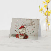 Carte Chat persan de Noël mignon (Fleur jaune)