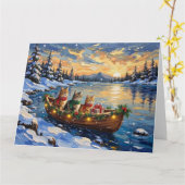 Carte Chat Persan Noël Bateau Fêtes (Fleur jaune)