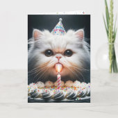 Carte Chat perse avec gâteau d'anniversaire (Devant)