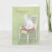 Carte Chat Perse Blanc Sur Chaise Coussin (Devant)