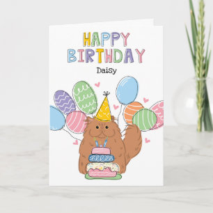 Carte Chat Perse Rouge Longhair fête d'anniversaire