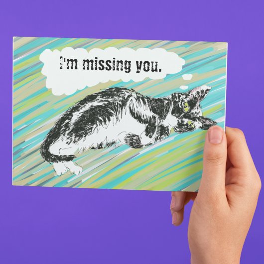 carte chat personnalisable noir et blanc