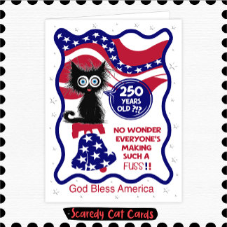 Carte Chat Peureux "250ème" 4 juillet