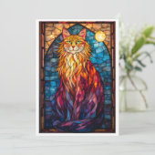Carte Chat plat grand et duveteux de style vitrail (Debout devant)