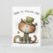 Carte Chat plat mignon de la Saint-Patrick (Debout devant)