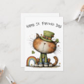 Carte Chat plat mignon de la Saint-Patrick (Devant/Arrière en situation)