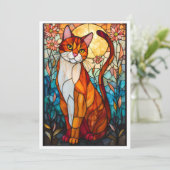 Carte Chat plat orange et blanc de style vitrail (Debout devant)
