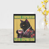 Carte Chat Plus Espresso Moins Dépresso (Fleur jaune)
