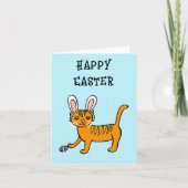 Carte Chat Portant des oreilles de lapin Joyeux Pâques (Devant)