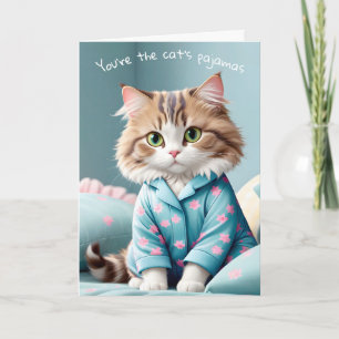 Carte Chat portant un Merci de pyjama