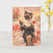 Carte Chat pour la Saint-Valentin (Fleur jaune)