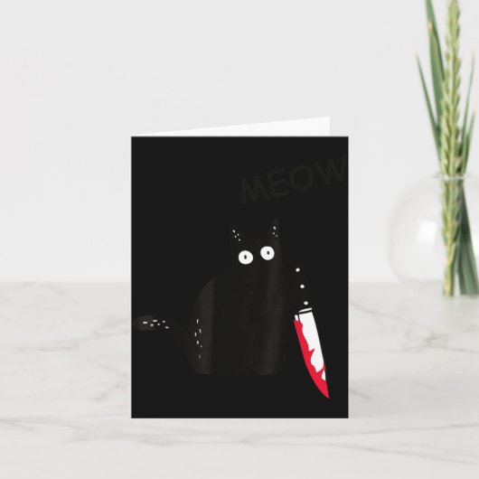 Carte Chat Quel_ Chat Noir Meurtrier Avec Couteau Hallow (Devant)