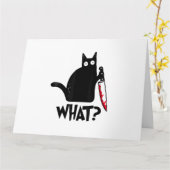 Carte Chat Qu'est-ce que_ Drôle Chat Noir (Fleur jaune)