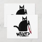 Carte Chat Qu'est-ce que_ Drôle Chat Noir (Devant / Derrière)