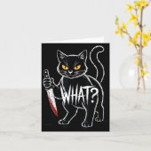 Carte Chat Qu'est-ce que_ Drôle Chat Noir Avec Couteau H (Fleur jaune)