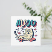 Carte Chat qui fait du skate Meow (Debout devant)