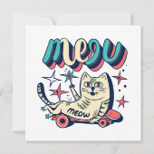 Carte Chat qui fait du skate Meow (Dos)