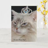 Carte Chat Ragdoll avec couronne Nom Jour (Fleur jaune)