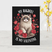 Carte Chat Ragdoll est mon Valentin (Fleur jaune)